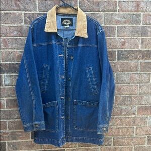 County Cheyenne Collection Vintage Denim Jacket with Tan Collar Large